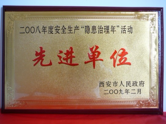 2009年2月，被西安市人民政府評為2008年度安全生產(chǎn)“隱患治理年”活動先進單位
